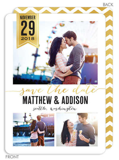 Chic Banner Save the Date Photo Cards